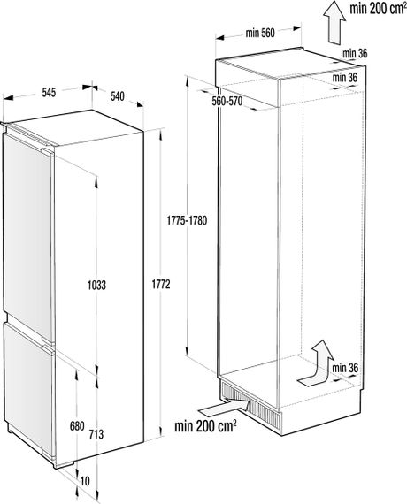 Холодильник Gorenje вбудований з нижн. мороз. NRKI2181A1 | Зображення 2