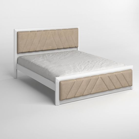 Двоспальне дерев&#039;яне ліжко Mebigrand Барселона Б2 Білий (RAL9003)/Аляска 23 (Бежевий) 140х190 см (MBG-12486) | Зображення 1