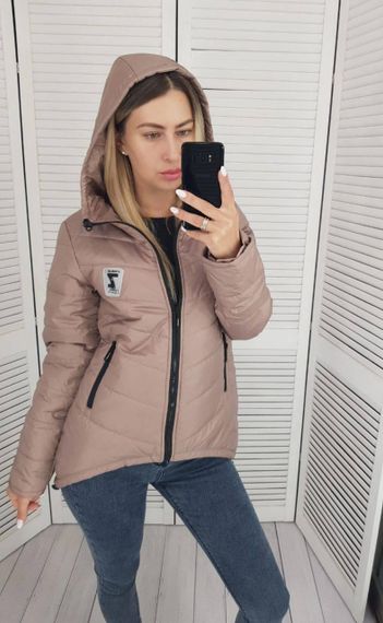 Жіноча демісезонна куртка з емблемою, арт.210/7, кава | Зображення 6
