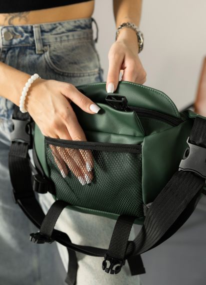 Большая женская поясная сумка бананка Sambag DynamicDart зеленая 38×21×7 см (80411007) | Зображення 5