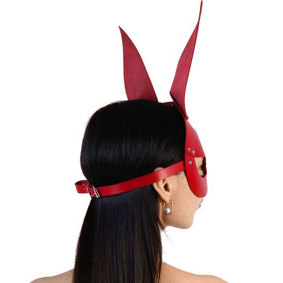 Шкіряна маска Зайчика Art of Sex - Bunny mask, колір Червоний | Зображення 1