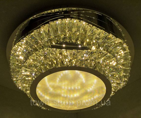 Люстра потолочная хрустальная LED с пультом C1784/500 Хром 18х50х50 см. | Зображення 1