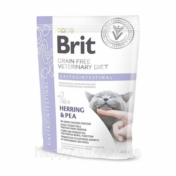 Корм сухий Brit Grain Free VetDiet Cat Gastrointestinal для котів з порушеним травленням з оселедцем лососем яйцем та горохо