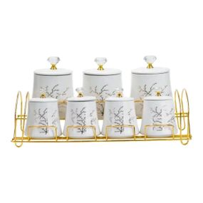 Набор для специй 4 шт по 250 мл и 3 шт по 550 мл на металической подставке HP1216