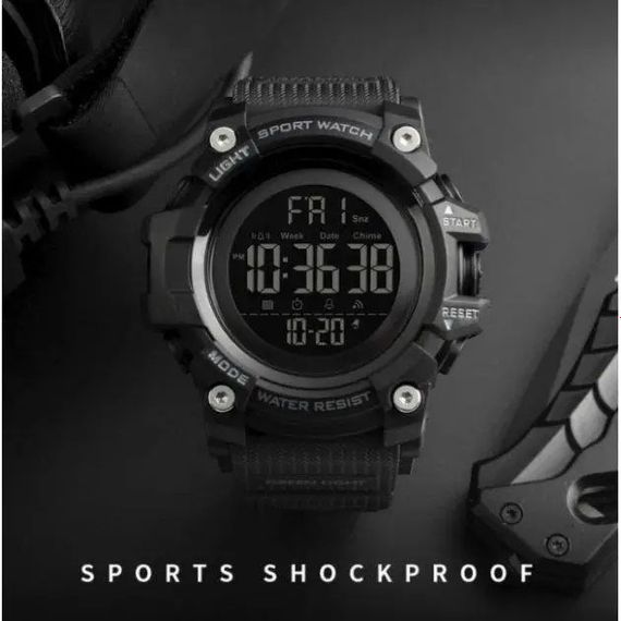 Годинник для військовослужбовців SKMEI 1384BK BLACK | Брендовий чоловічий годинник | Наручний годинник XI-461 skmei електронний | Зображення 1