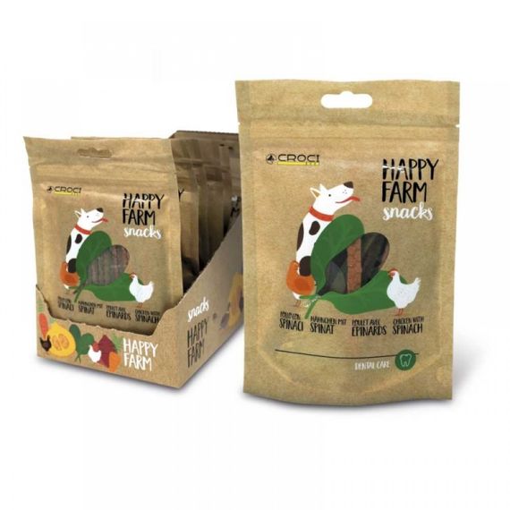 Лакомства для собак мясные HAPPY FARM курица со шпинатом, 80гр