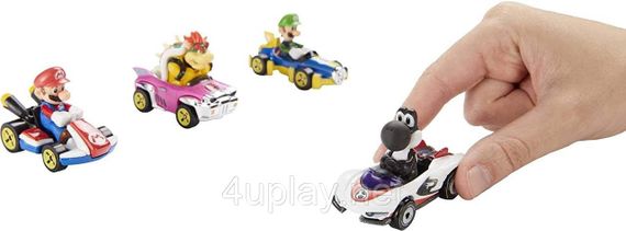 Hot Wheels Mario Kart Characters and Karts. Хот Вілс набір машинок Маріо Карт, 4шт.: Маріо, Луїджі, Баузер, Йоші | Зображення 4