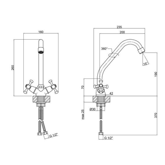 Смеситель для кухни Lidz Lamb 271F двухвентильный LDLAM271FCRM21889 Chrome | Зображення 1