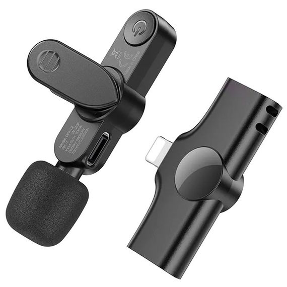 Петличный беспроводной микрофон Borofone BFK12 Trophy lavalier Lightning Black | Зображення 3