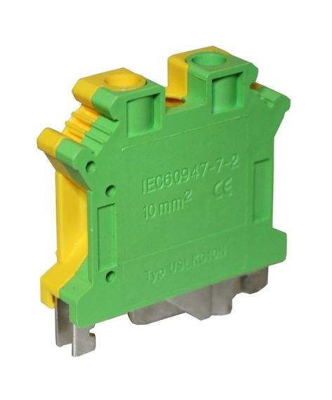 Клемма "PE" КНГз-UK-USLKG-10 61А 0.5-10мм2 винтовая желто-зеленая DIN-рейка без маркера Ny95505502