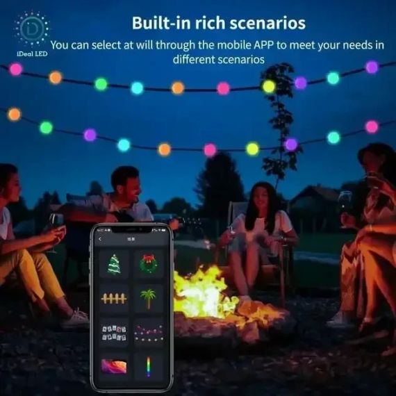 Гирлянда на елку матовый шарик 10 метров с пультом Usb Bluetooth управления с телефона модель (SFK-03) | Зображення 3