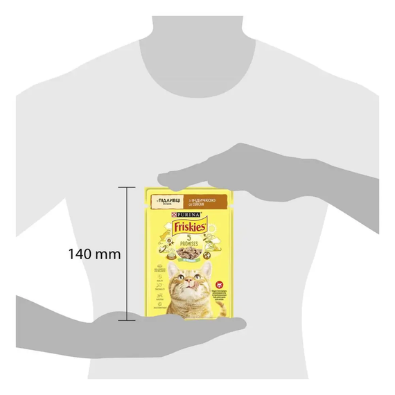 Вологий корм пауч Purina Friskies pouch для котів шматочки в підливі з індичкою, 85г | Зображення 2