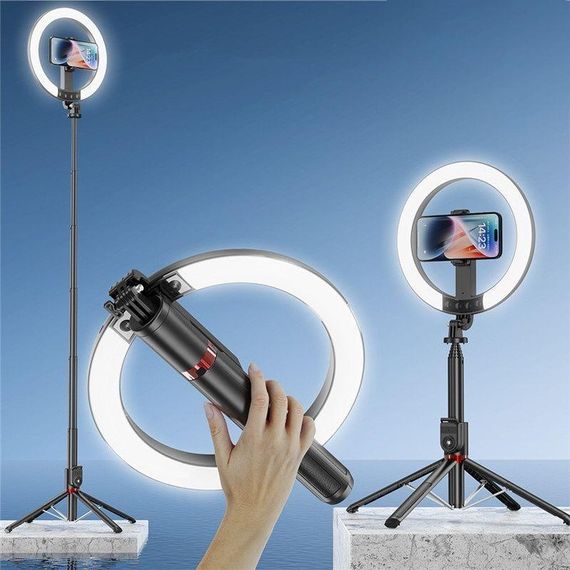 Селфі-палиця з кільцевою LED-лампою та функцією AI-автовідстеження/штатив P225Q 2,2 м з Bluetooth 5.2 Type-C | Зображення 5