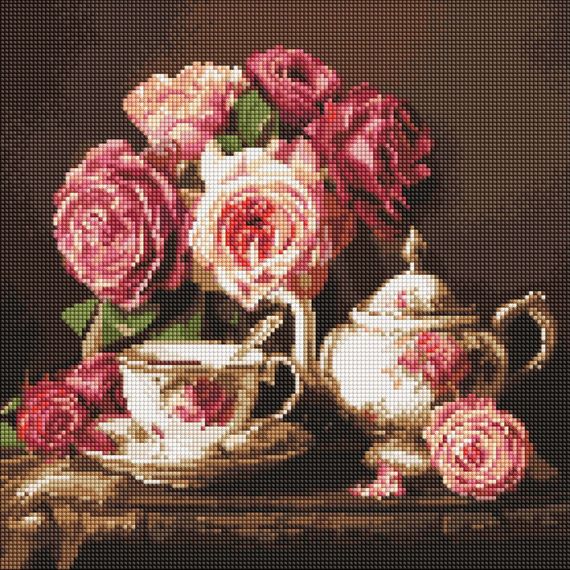 Алмазная мозаика "Розы в темноте" Идейка AMO8344, 40х40 см