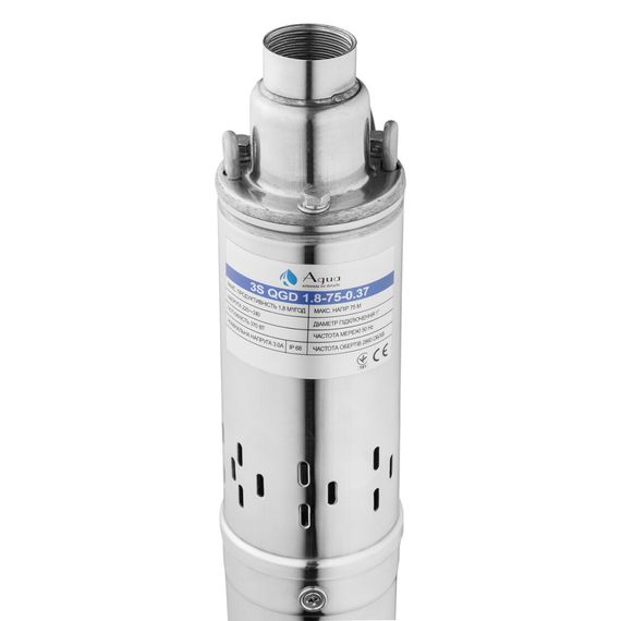 Насос глибинний шнековий Agua 3S QGD 1.8-75-0.37 з вбудованим конденсатором (CV035071) | Зображення 2