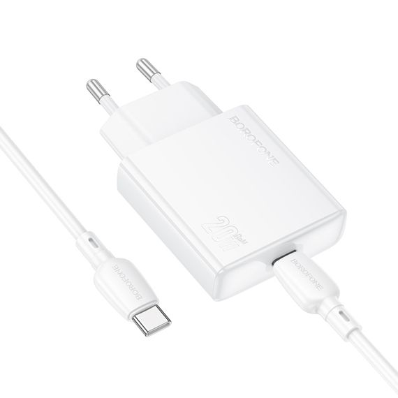 МЗП Borofone BN23 Wish PD20W (1USB-C) + кабель Type-C to Type-C White | Зображення 3