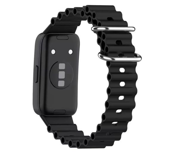 Ремінець Primo Ocean силіконовий для смарт-годинника Huawei Band 10 / Band 9 / Band 8 - Black | Зображення 2