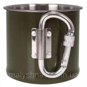 КРУЖКА С КАРАБИНОМ STURM MIL-TEC 500 МЛ ОЛИВКОВЫЙ 14608202