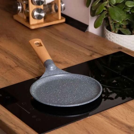 Алюминиевая блинная сковорода с мраморным антипригарным покрытием Ø 20 см, толстое дно MGC серый HP-4-426G | Зображення 1