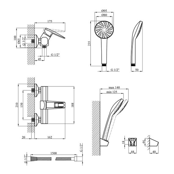 Змішувач для душа Kroner KRM Kante - C050 (CV023583) | Зображення 1