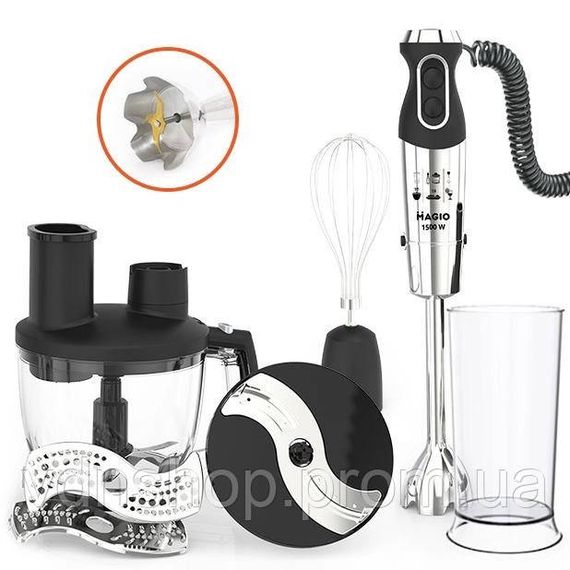 Блендер нержавіюча сталь MAGIO MG-642, Занурювальний блендер з подрібнювачем Смузі мейкер RM-43 | Зображення 1