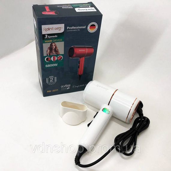 Фен для укладки волос унивесальный, Мощный фен для быстрой укладки волос Мощный быстрой сушки DR-22 | Зображення 7