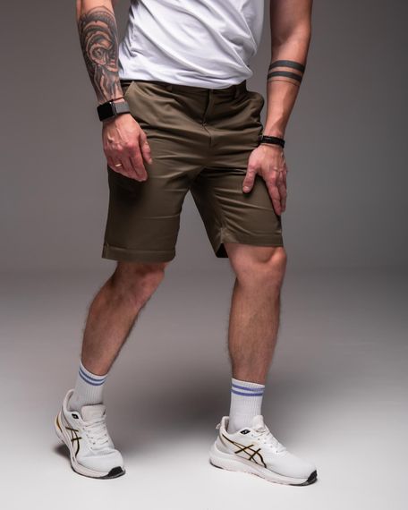 Мужские летние брючные шорты коттоновые под ремень RA2032, цвет хаки, размер XL | Зображення 3