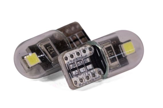 Светодиодная лампа StarLight T10 2 диода 2835 12V 0.5W WHITE / мультиполярная в прозрачной колбе / печатная плата | Зображення 1