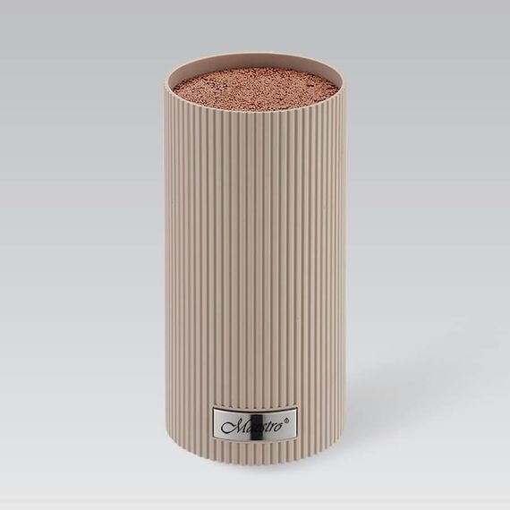 Подставка для ножей Maestro MR-1437-BEIGE универсальная настольная с щеточным наполнителем бежевая