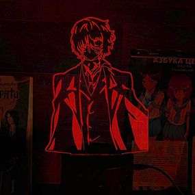 Акриловый светильник-ночник Осаму Дазай 3 красный tty-n002321