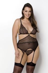 Эротический корсет Passion AMBERLY CORSET, Черный, 6XL, 7XL, 6XL/7XL, Большие размеры