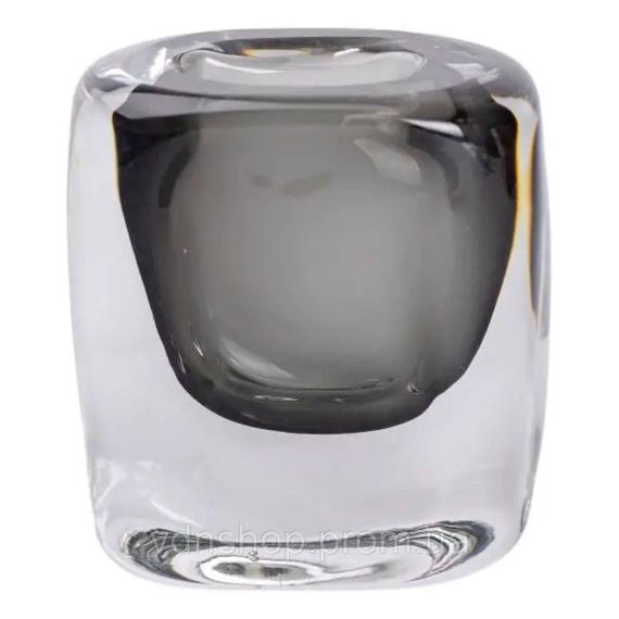 Ваза стеклянная прозрачная 10х7х11 см для цветов декоративная 120 мл Серая HP-10-18