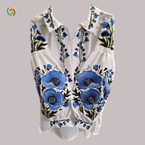 Рубашка Украинская вышиванка  31966 цвет белый размер XXXL