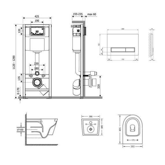 Готове рішення Qtap для ванної кімнати: підвісний унітаз Swan Ultra Quiet 485x360x320 + комплект інсталяції Nest 4 в 1 | Зображення 1