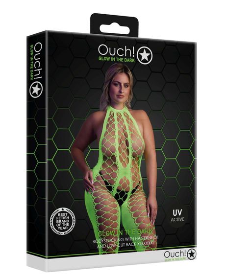 Бодістокінг - Ouch! Bodystocking With Halterneck Green, XL/4XL | Зображення 2