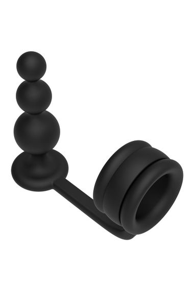 Кольцо для пениса Dream Toys Ramrod с анальной пробкой в форме шара, черное sexstyle | Зображення 1