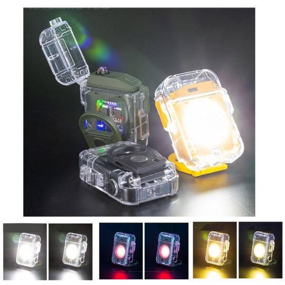 Зажигалка брелок с фонариком аккумуляторная MULTIFUNCTIONAL D52-2-COB Олива