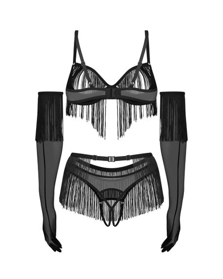Комплект Obsessive Rossay Black 4-pcs crotchless set L/XL Sex Aura | Зображення 5