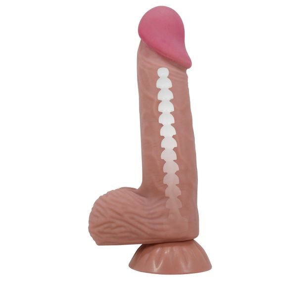 Фалоімітатор BAILE Sliding Skin 8,1'' Flesh, Bendable Suction base TPR Sex Aura | Зображення 8