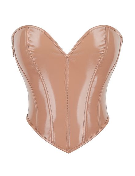 Корсет Star Night з лакованої шкіри, на шнурівці, бежевий, M (без коробки) Sex Aura | Зображення 6