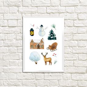 Постер в рамці Зима 21х30см, A4 (WMT4_23NY010_WH)