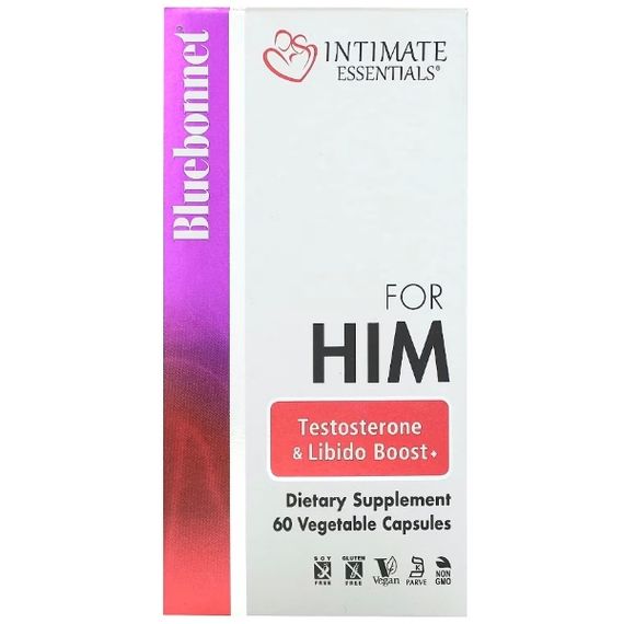 Тестостероновый комплекс Bluebonnet Nutrition Intimate Essentials For Him Testosterone & Libido Boost 60 Veg Caps