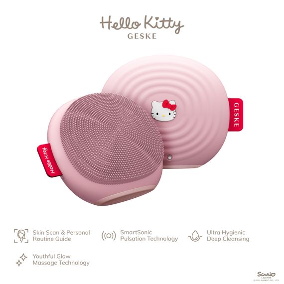 Електронна ультразвукова щітка для обличчя GESKE Sonic Facial Brush 4в1 by Hello Kitty pink | Зображення 1
