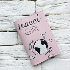 Обкладинка для паспорта Travel girl (рожевий)