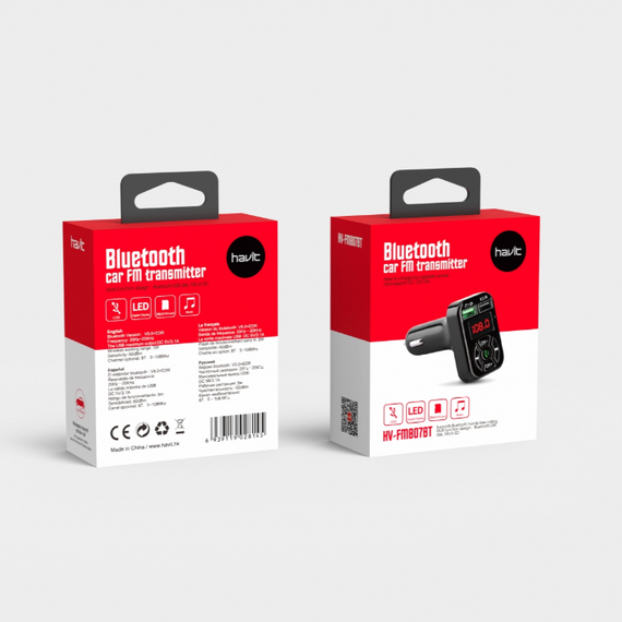 FM-модулятор Bluetooth V5.2 чорний Havit HV-FM807BT | Зображення 1