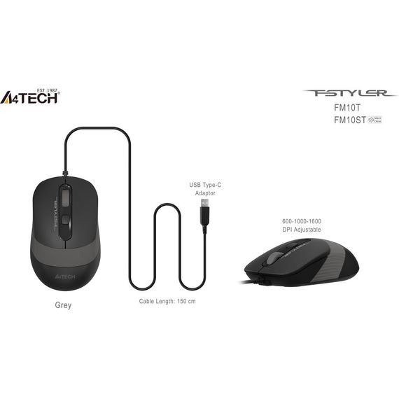 Мишка A4Tech FM10ST USB Grey (4711421990134) | Зображення 7