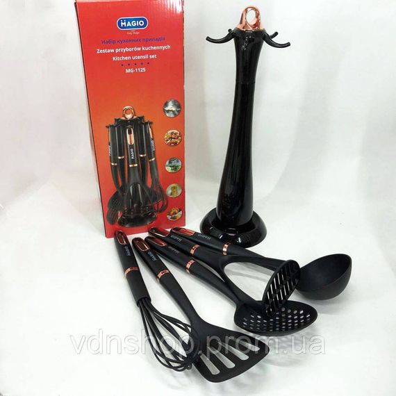Кухонные принадлежности с тефлоновым покрытием Magio MG-1125, Эргономичный кухонный набор из силикона OH-93 | Зображення 5