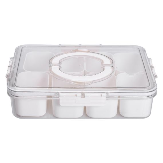 Контейнер для їжі з 8 відсіками 31х24х7 см судок для їжі пластиковий 2.5 л Білий HP-27-3 | Зображення 4