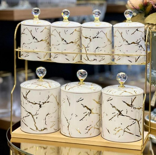 Набір для сипучих продуктів на металевій підставці 7 предметів по 300 мл і 700 мл HP-1215 | Зображення 3