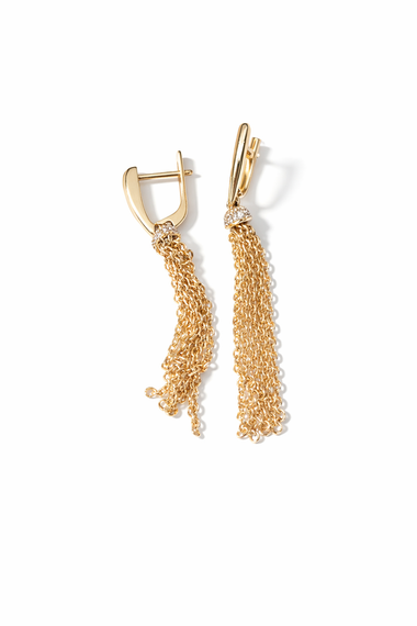 Серьги из желтого с муассанитами S-0371 | Зображення 1